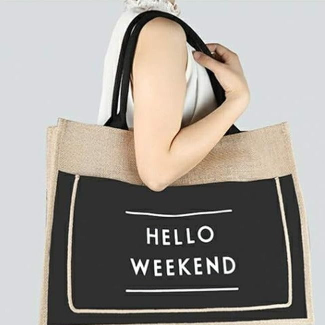 Hello weekend sale tote bag