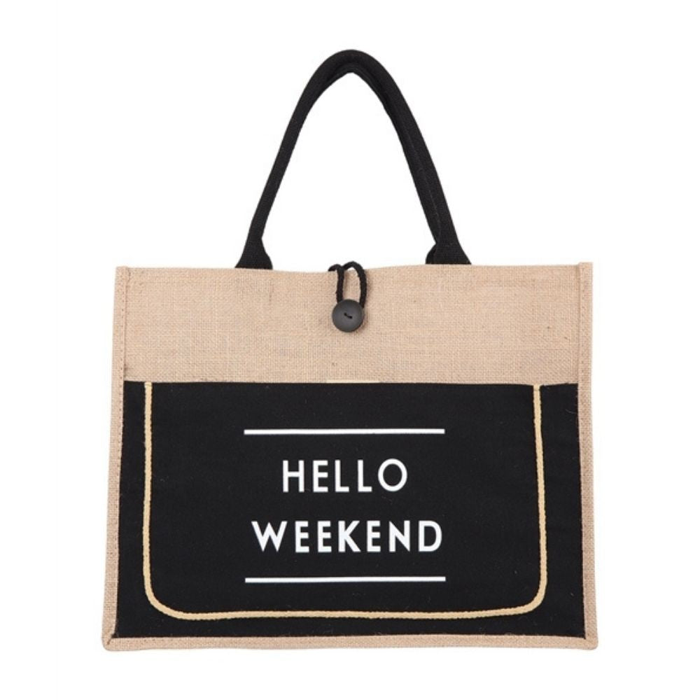 Large Hello Weekend Tote Bag