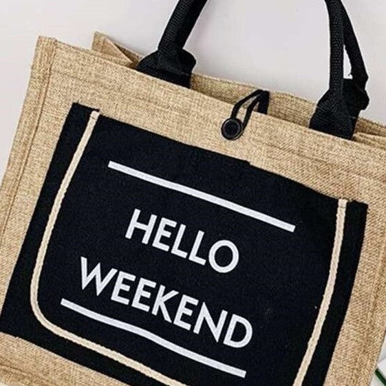 Large Hello Weekend Tote Bag